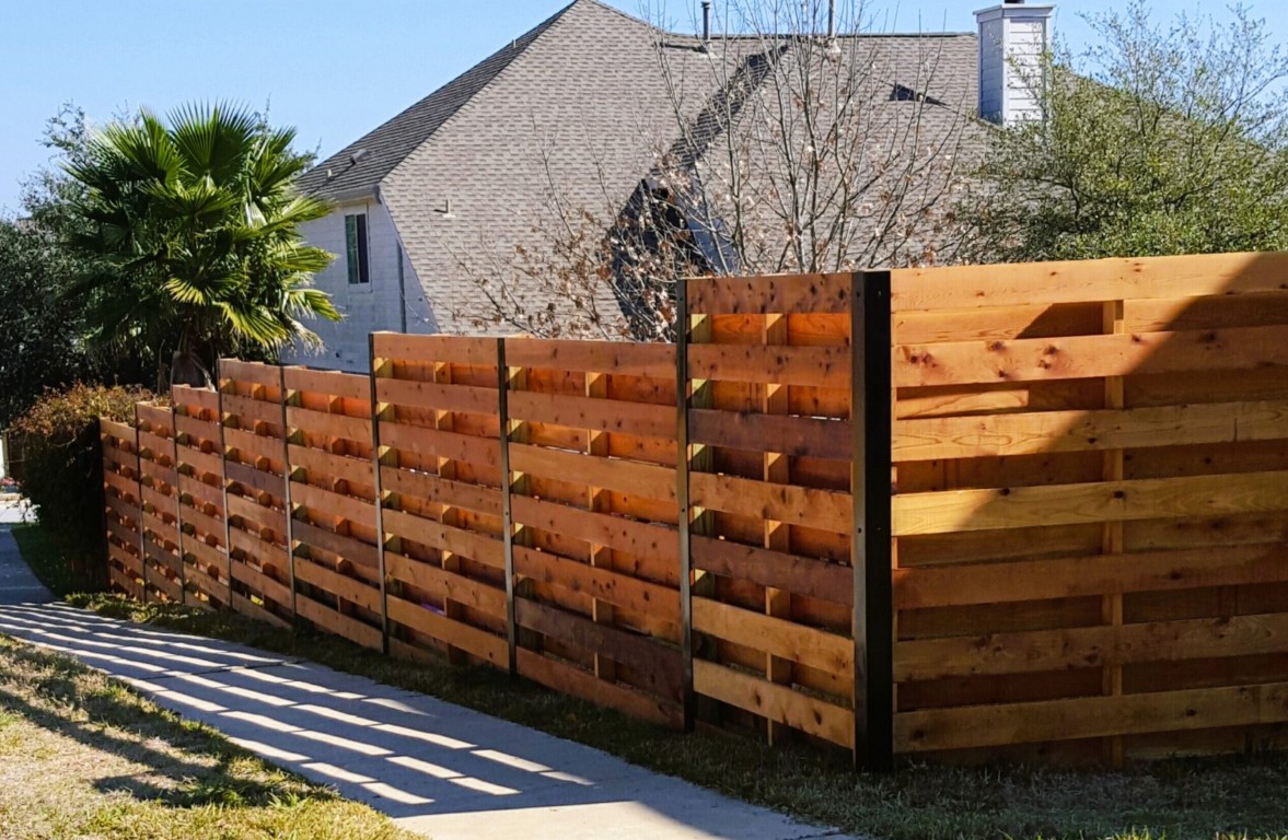 Modern horizontal wood fence replacement improving property value in Eagle Mountain
